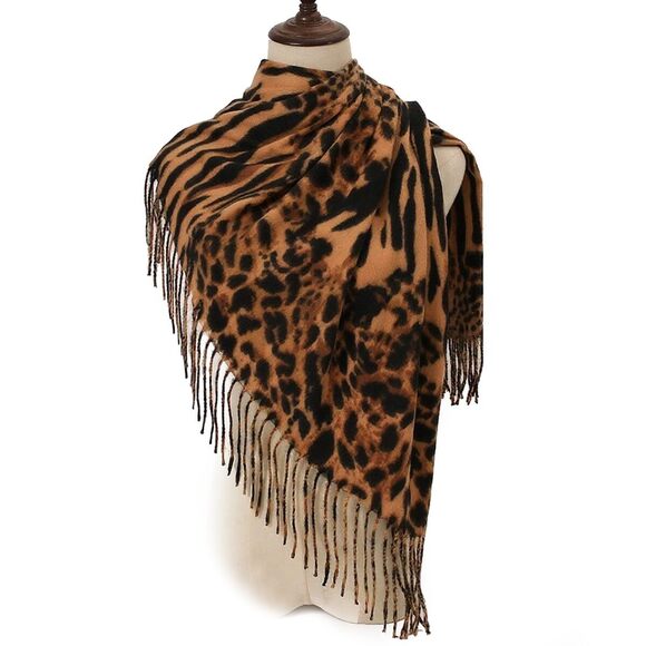 Classic Leopard Print Scarf Winter Warm Animal Soft Cashmere Blanket 6645